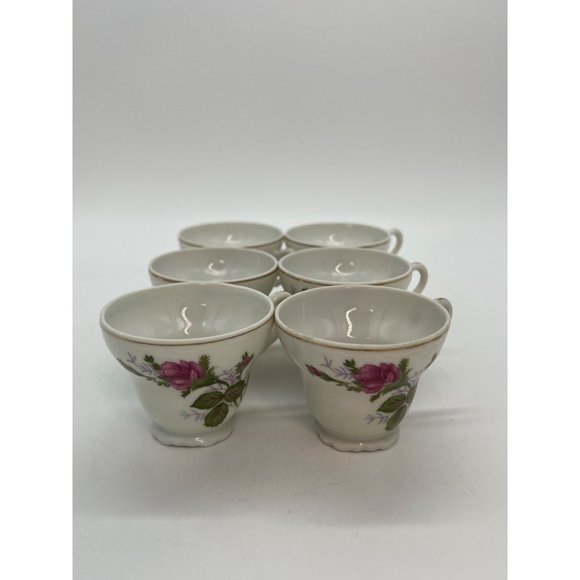 Set of 6 PorcelainTea Cups with Pink Roses Made in Japan - Picture 3 of 11